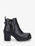 Bottines en simili à semelle et talon crantés - Noir - 1