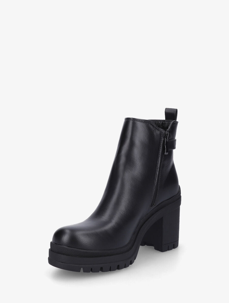 Bottines en simili à semelle et talon crantés - Noir - 3