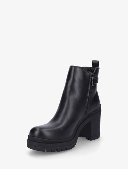 Bottines en simili à semelle et talon crantés - Noir - 3