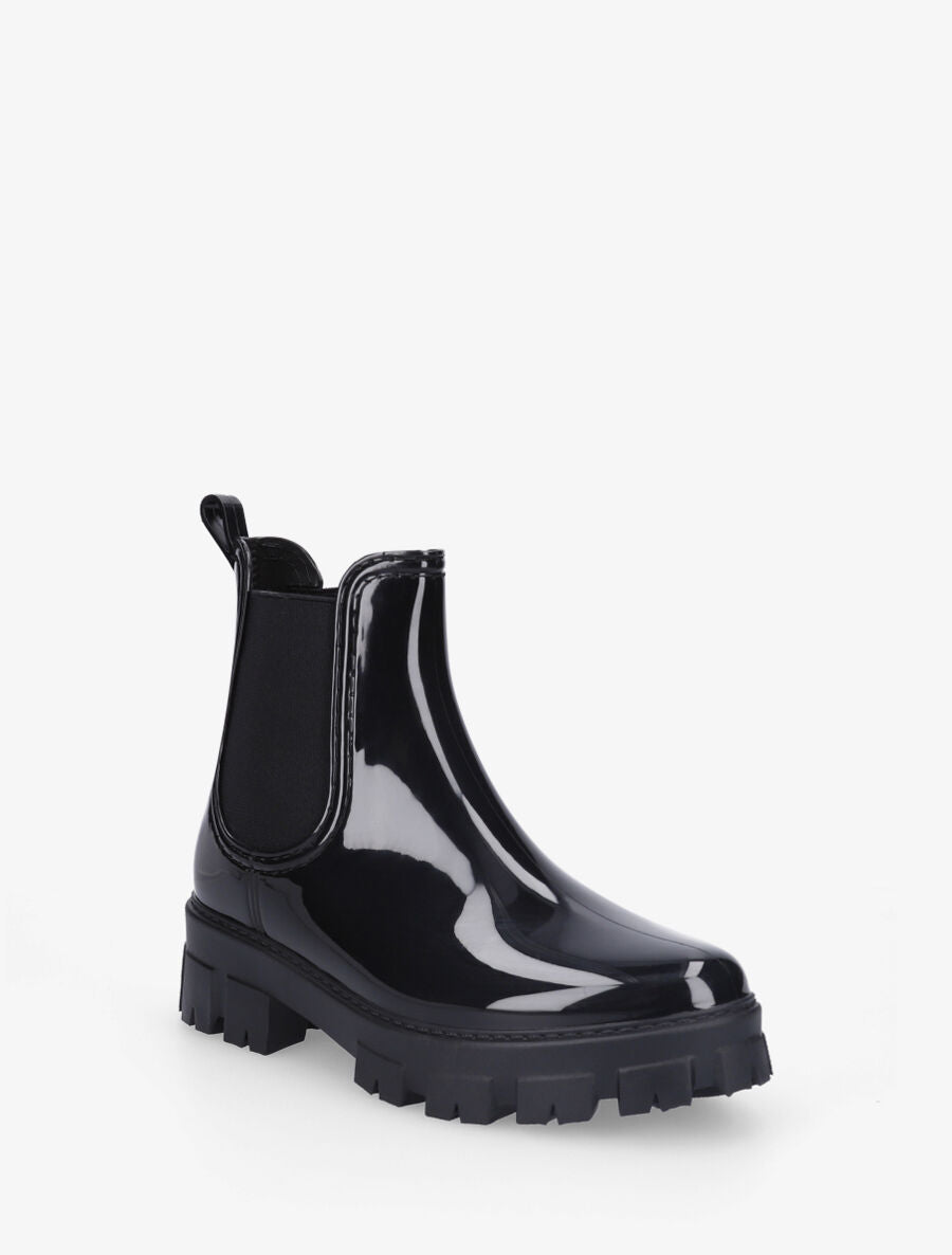 Bottines en caoutchouc vernis - Noir - 2