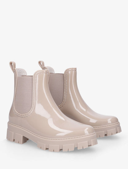 Bottines en caoutchouc vernis - Beige - 4