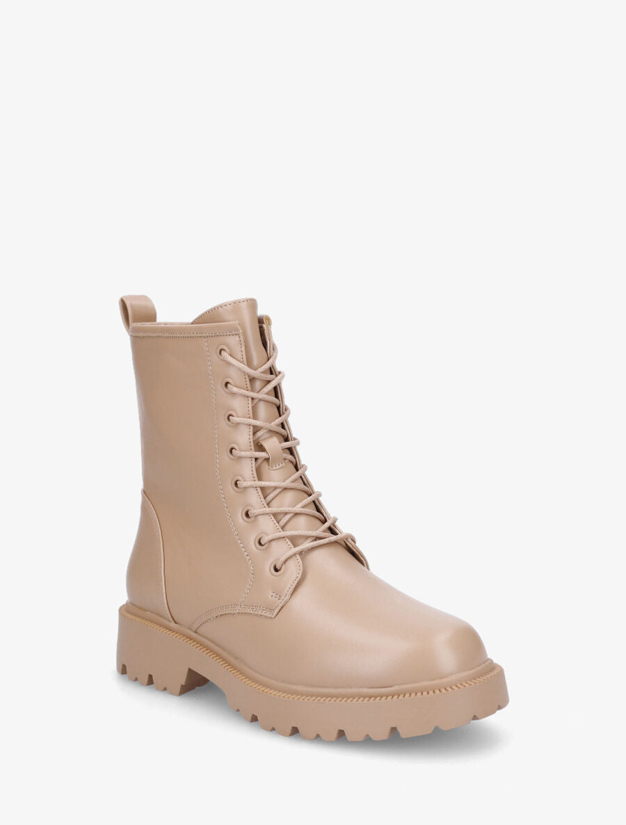 Bottines basiques en simili - Beige foncé - 2