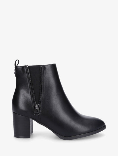 Bottines élastiquées à zip décoratif - Noir - 1