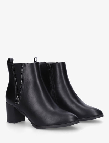Bottines élastiquées à zip décoratif - Noir - 4