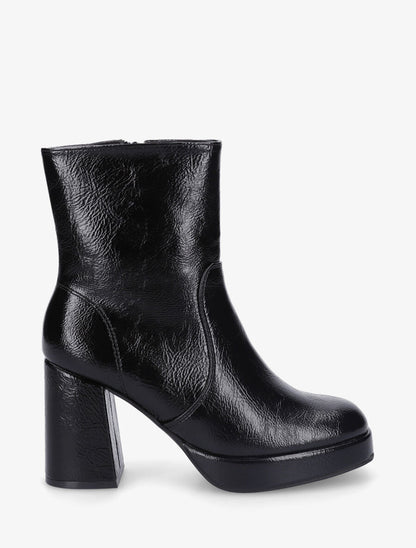 Bottines unies à plateforme - Noir - 1
