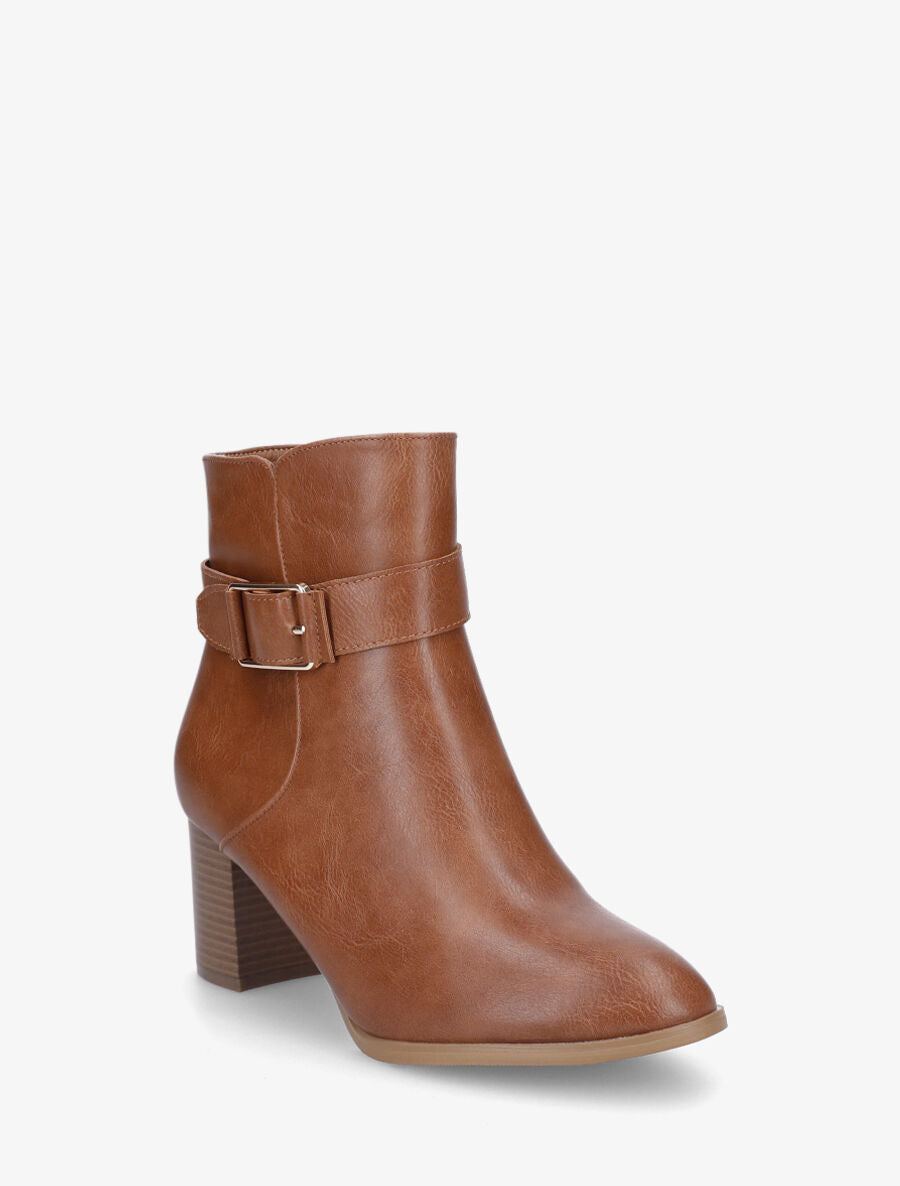 Bottines en simili sanglées - Camel - 2