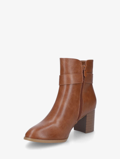 Bottines en simili sanglées - Camel - 3