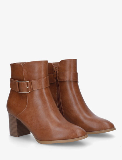 Bottines en simili sanglées - Camel - 4