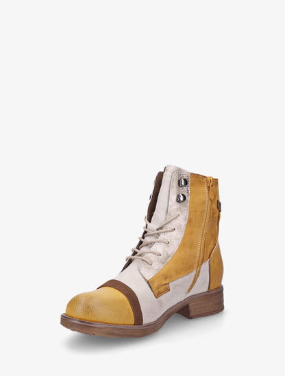 Bottines en simili multi textures - Jaune moutarde - 3
