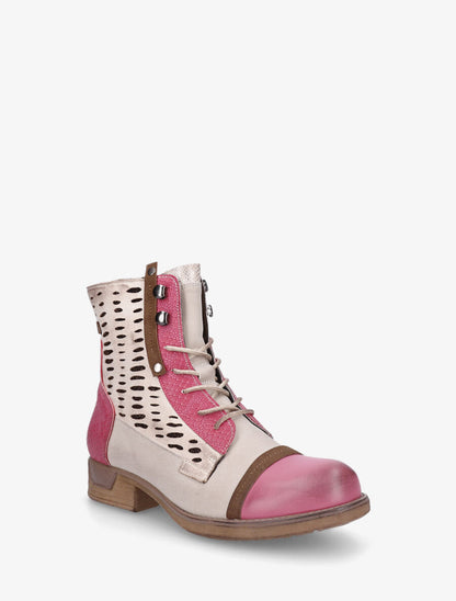 Bottines en simili multi textures - Fushia - 2