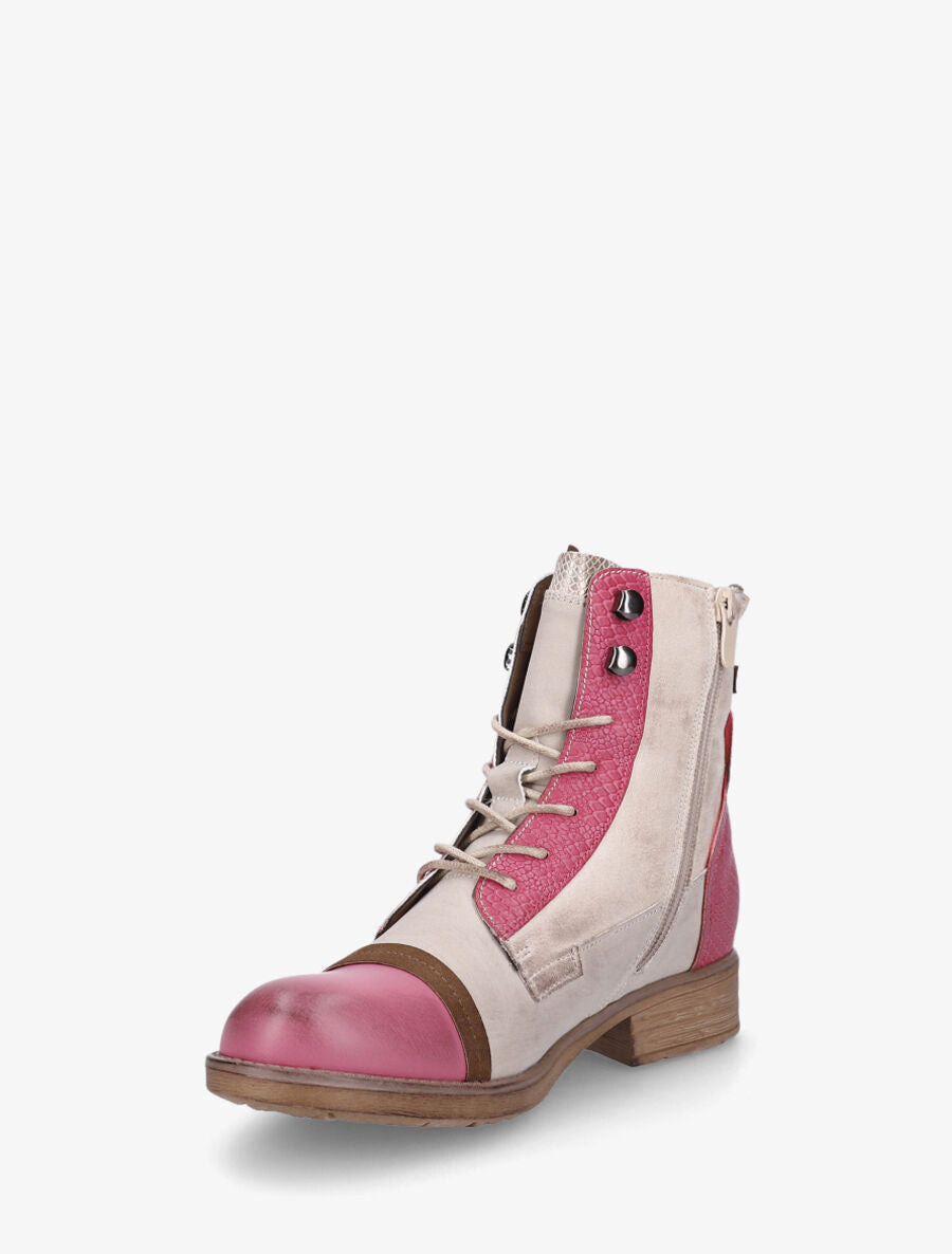 Bottines en simili multi textures - Fushia - 3