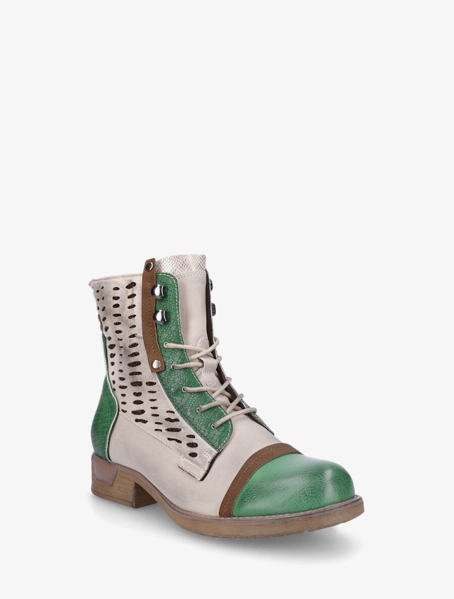 Bottines en simili multi textures - Vert - 2