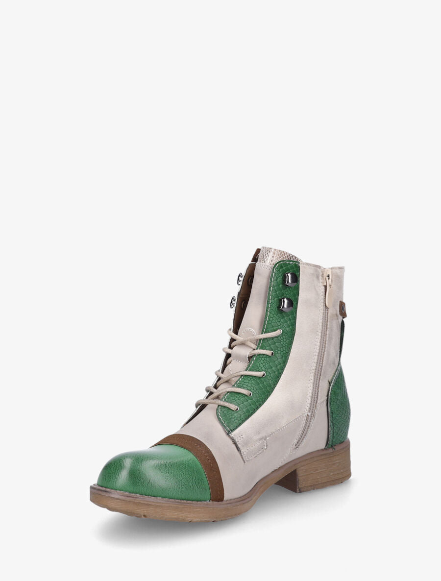 Bottines en simili multi textures - Vert - 3