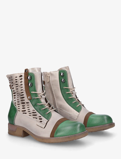 Bottines en simili multi textures - Vert - 4