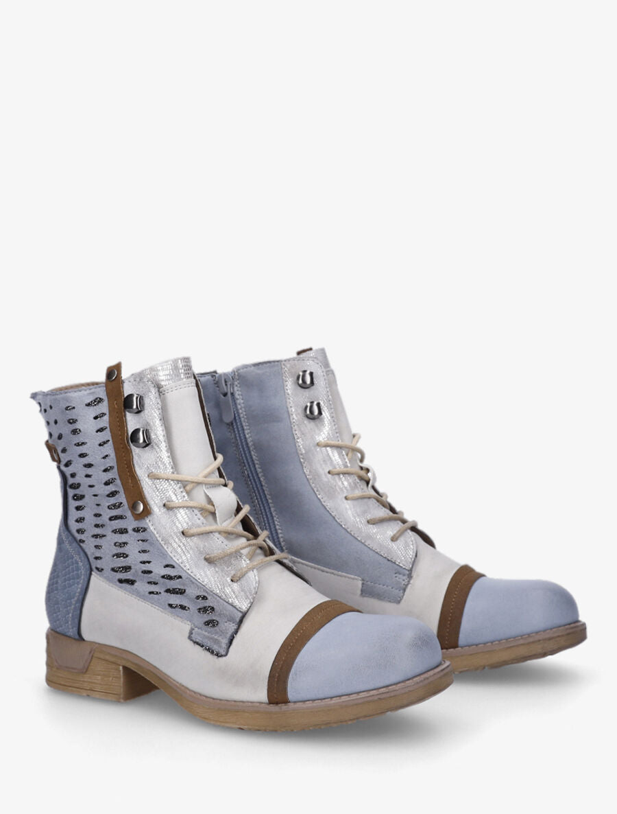 Bottines en simili multi textures - Bleu - 4