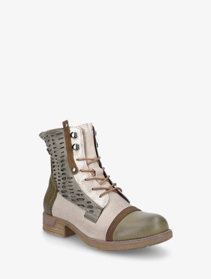 Bottines en simili multi textures - Kaki - 2