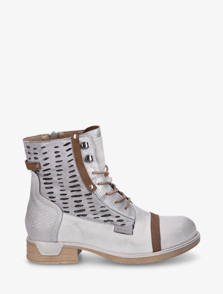 Bottines en simili multi textures - Gris - 1