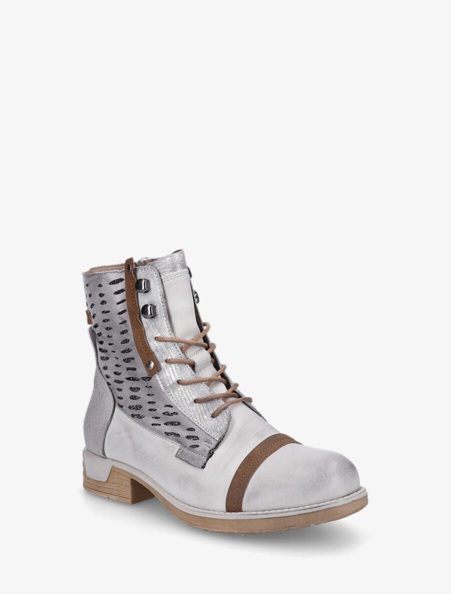 Bottines en simili multi textures - Gris - 2