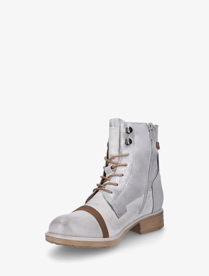 Bottines en simili multi textures - Gris - 3