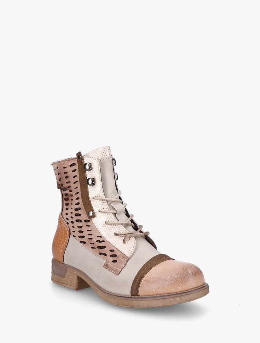 Bottines en simili multi textures - Rose - 2