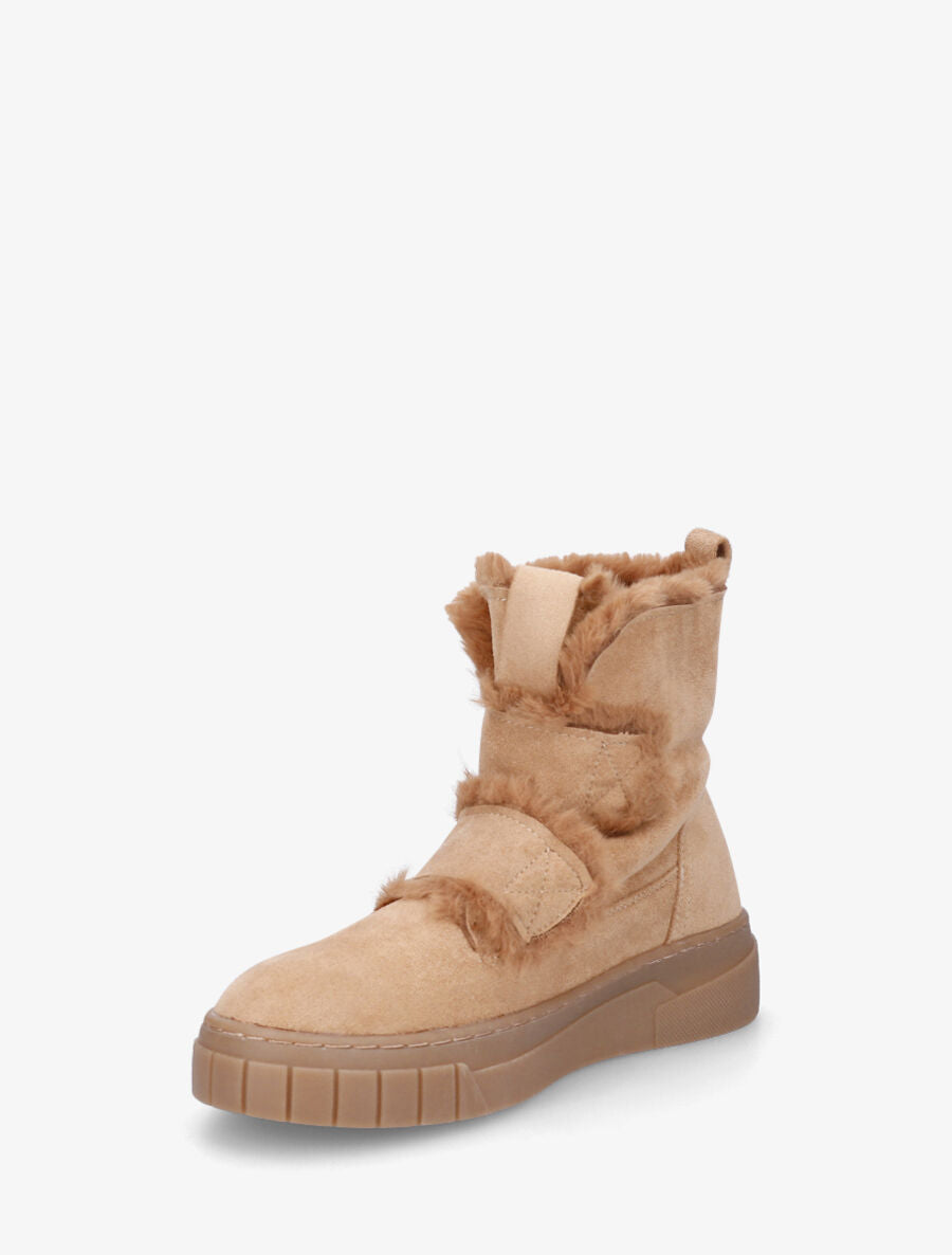 Boots fourrées à scratch - Camel - 3