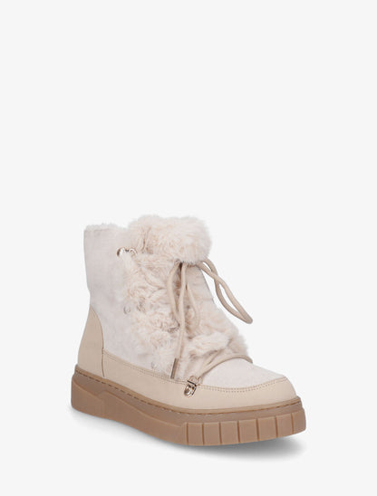 Boots en suédine à fausse fourrure - Beige - 2