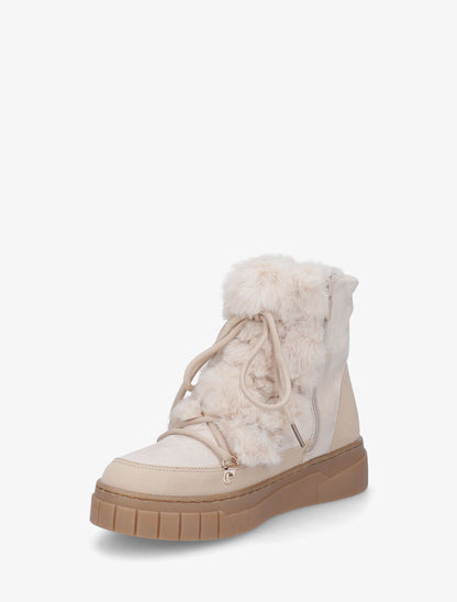 Boots en suédine à fausse fourrure - Beige - 3