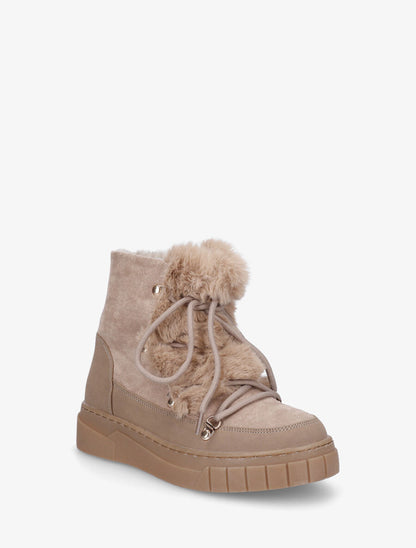 Boots en suédine à fausse fourrure - Taupe - 2