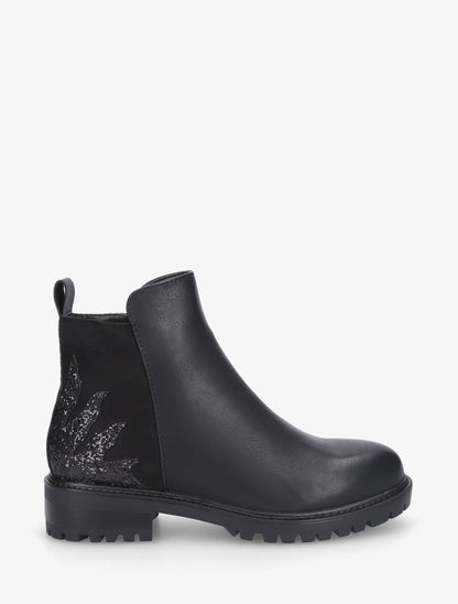 Bottines à contrefort suédine et sequins - Noir - 1