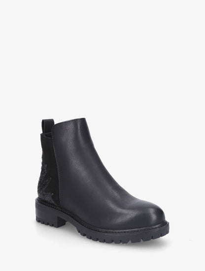 Bottines à contrefort suédine et sequins - Noir - 2