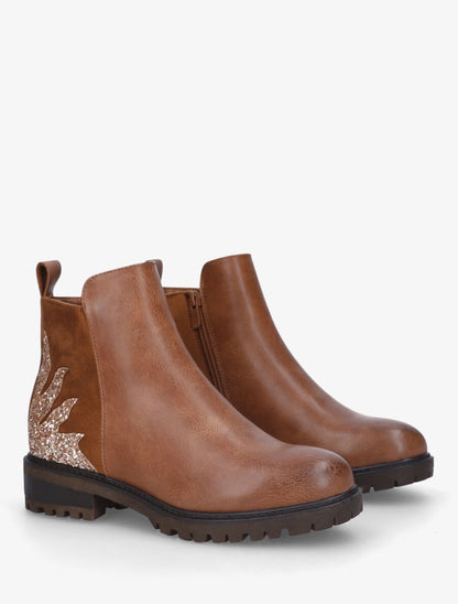 Bottines à contrefort suédine et sequins - Camel - 4