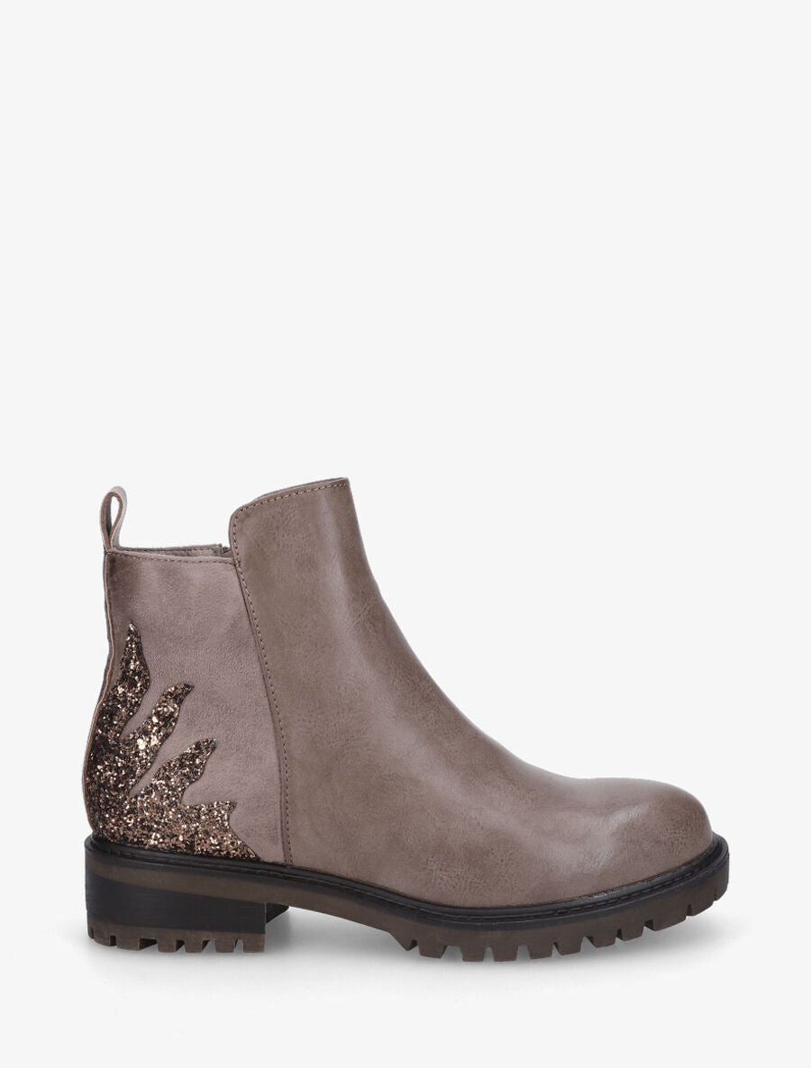 Bottines à contrefort suédine et sequins - Taupe - 5