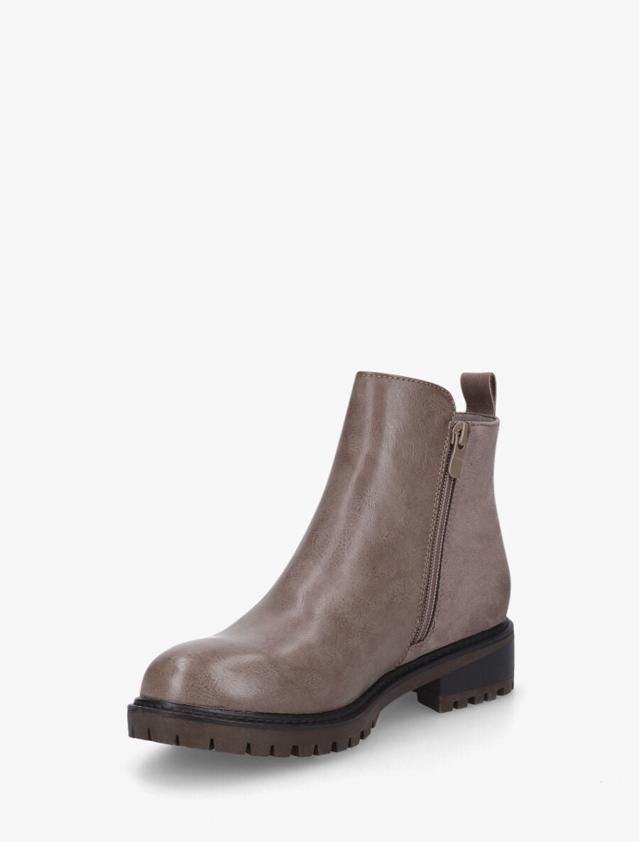 Bottines à contrefort suédine et sequins - Taupe - 3