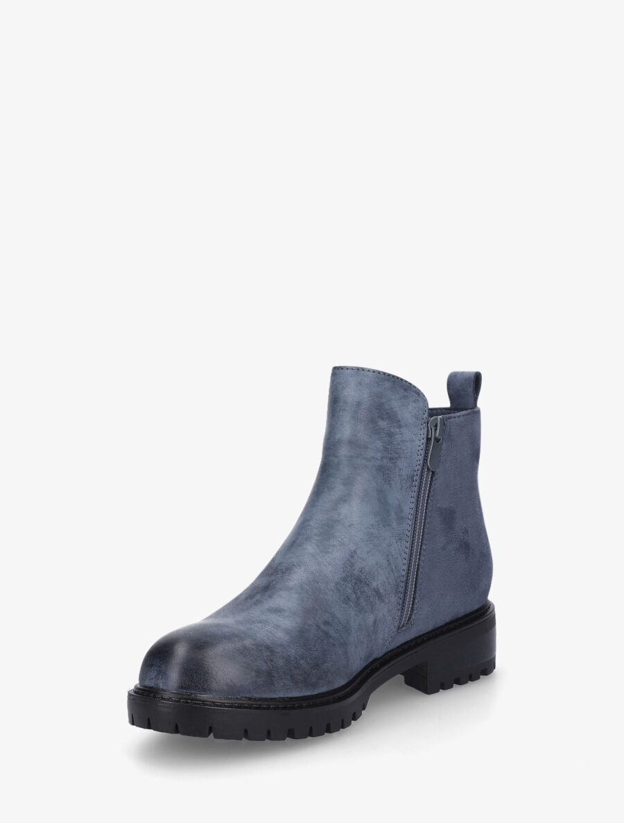 Bottines à contrefort suédine et sequins - Bleu - 3