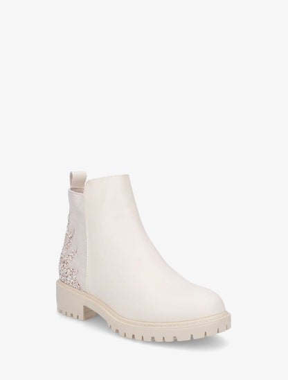 Bottines à contrefort suédine et sequins - Crème - 2