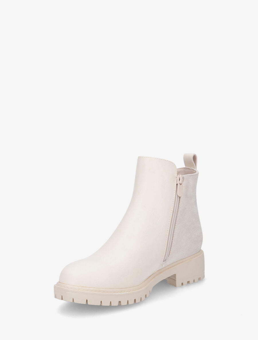 Bottines à contrefort suédine et sequins - Crème - 3