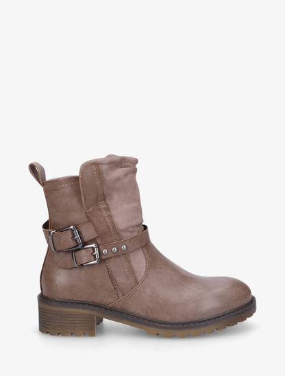 Bottines en simili à deux sangles - Taupe - 5
