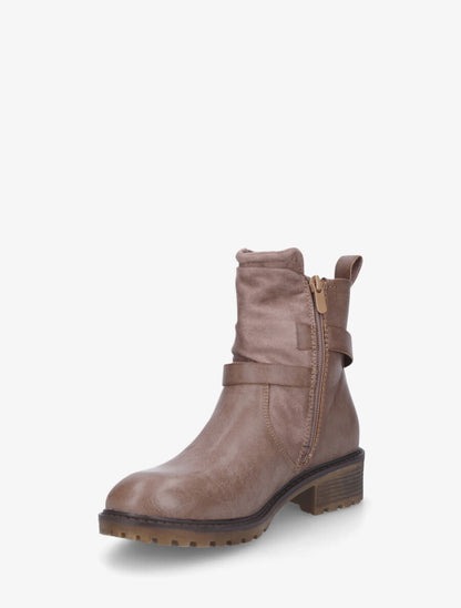 Bottines en simili à deux sangles - Taupe - 3