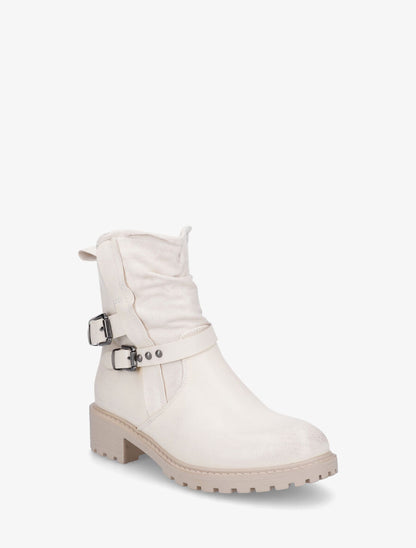 Bottines en simili à deux sangles - Crème - 2