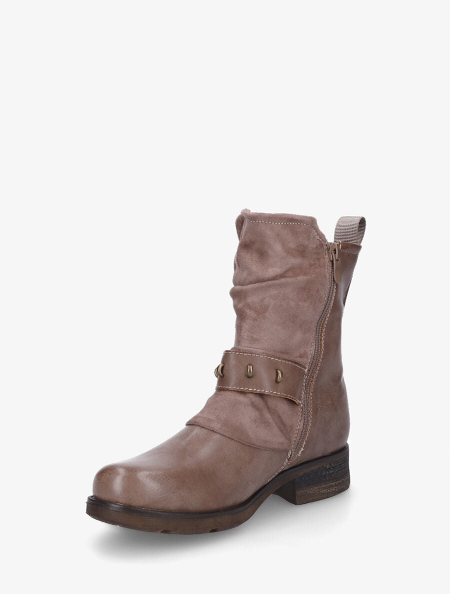 Bottines froncés à talon texturé - Taupe - 3