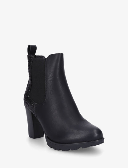 Bottines en simili à contrefort pailleté - Noir - 2