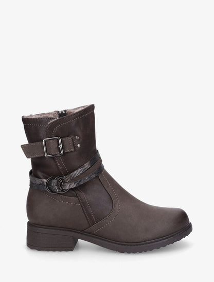 Bottines fourrées unies - Marron - 5