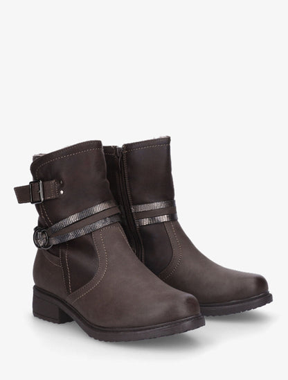 Bottines fourrées unies - Marron - 4