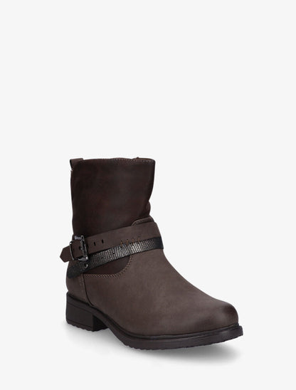 Bottines en simili effet vieilli - Marron - 2