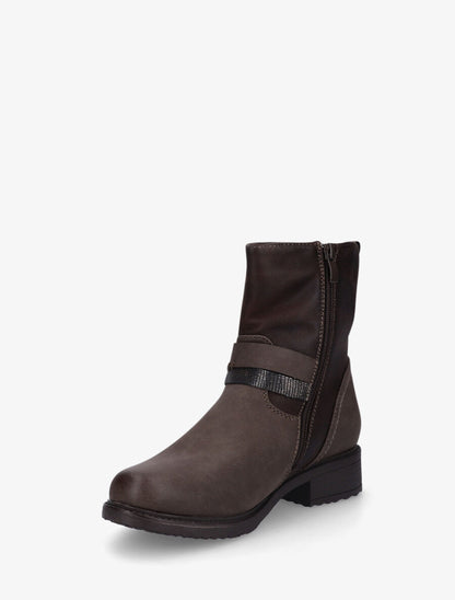 Bottines en simili effet vieilli - Marron - 3