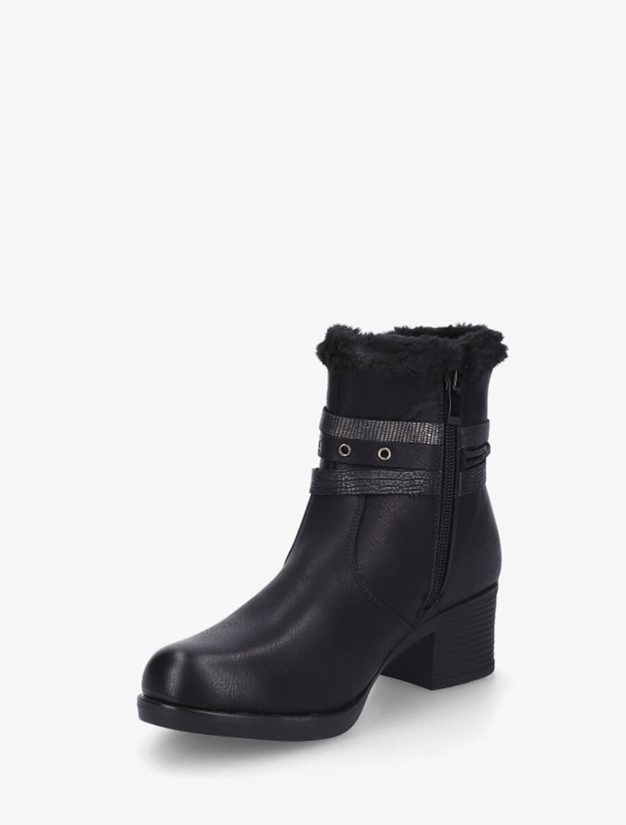 Bottines fourrées à talon - Noir - 3