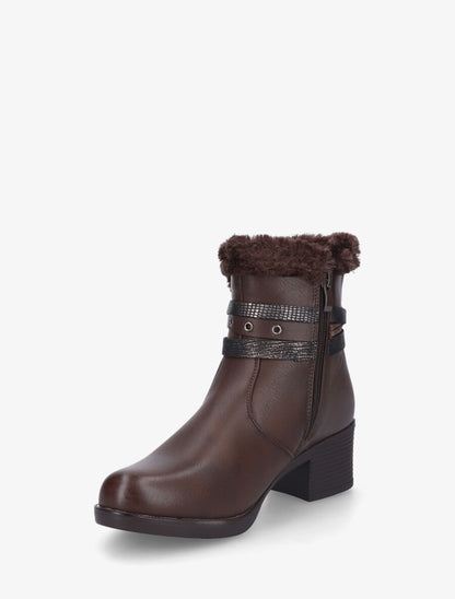 Bottines fourrées à talon - Marron - 3