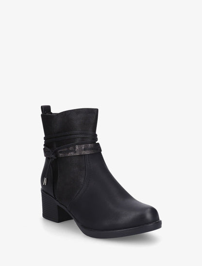 Bottines bi-matière à talon - Noir - 3