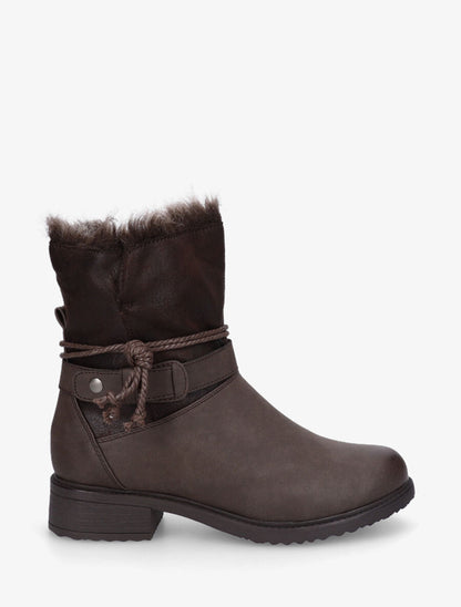 Bottines fourrées bi-matière - Marron - 1
