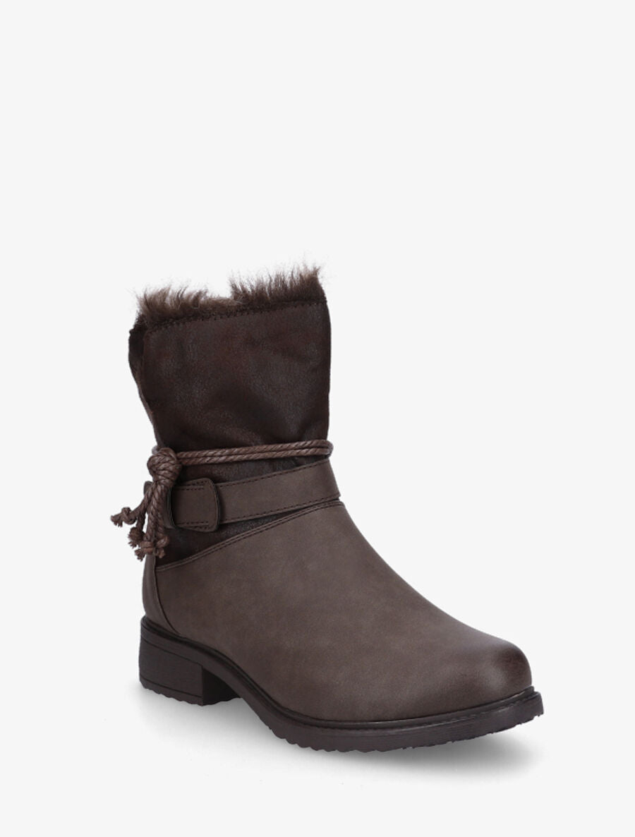 Bottines fourrées bi-matière - Marron - 2